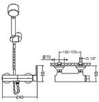 ก๊อกผสมยืนอาบ แบบติดผนัง AMERICAN STANDARD รุ่น โอนิคซ์ A-2283-B