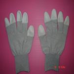 ถุงมือป้องกันไฟฟ้าสถิตสีเทา มีเส้นใยคาร์บอนเคลือบพียู เต็มฝ่ามือ ? ปลายนิ้ว
