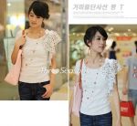(พร้อมส่ง ) เสื้อแฟชั่นสไตล์เกาหลี ประดับด้วยโบว์เล็กที่ไหล่ค่ะ ฮิตมากที่เกาหลีจ้า