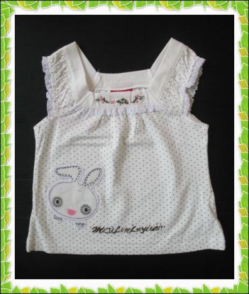 เสื้อแขนกุดระบาย ลายจุดกระต่ายน้อย (สีขาว) เสื้อแขนกุดระบาย ลายจุดกระต่ายน้อย (สีขาว)