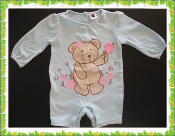 Bodysuit มือสอง ลายหมีสีฟ้า แขนยาว