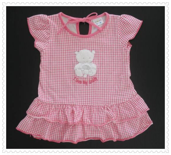 Dress มือสอง ลายสก๊อต สีชมพู ลายหมี I love my Daddy Dress มือสอง ลายสก๊อต สีชมพู ลายหมี I love my Daddy