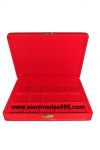 กล่องพระ กล่องเก็บพระเครื่องหุ้มกำมะหยี่สีแดง แบบ 15 ช่อง