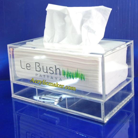 กล่องทิชชูอครีลิค แบบมีลิ้นชัก