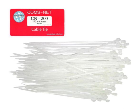COMS-NET Cable Tie 8' (กว้าง 4.8 มม.) @ 28 บาท / ถุง (100 เส้น/ถุง)