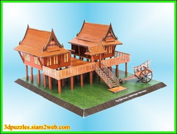 จิ๊กซอว์ 3 มิติ บ้านทรงไทยภาคกลาง เรือนคู่ แบบเรือนขนาน