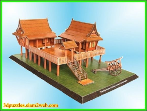จิ๊กซอว์ 3 มิติ บ้านทรงไทยภาคกลาง เรือนคู่ แบบเรือนขวาง