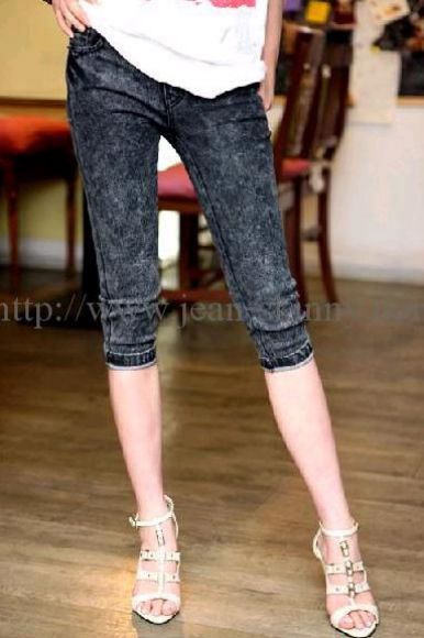 สกินนี่ 5 ส่วน สีดำฟอกหิมะ ไซส์ S-5XL