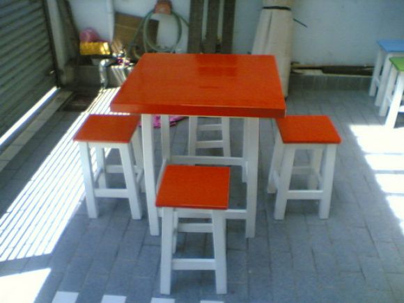 โต๊ะไม้ 60x60 พร้อม เก้าอี้ไม้หัวโล้น 4 ตัว โต๊ะไม้ 60x60 พร้อม เก้าอี้ไม้หัวโล้น 4 ตัว