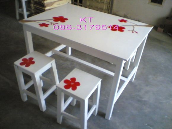 KT เก้าอี้ไม้ขาย ชุดโต๊ะไม้ร้านอาหาร 70x100x75 สีสรรแล้วแต่สั่ง