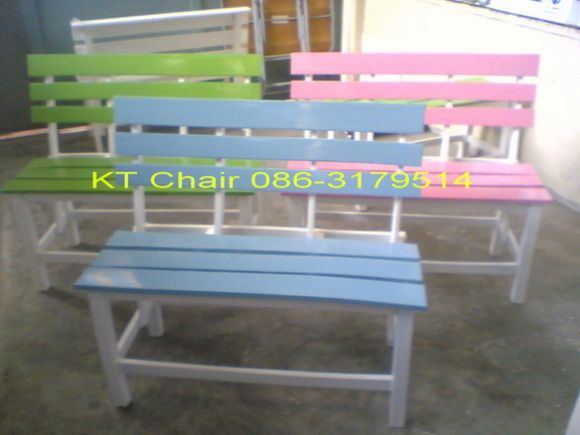 ม้านั่งไม้พนักพิง ของร้าน KT เก้าอี้ไม้ สีสวยจริง