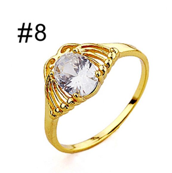 แหวนทองคำ 9k ประดับคริสตัลสวารอฟสกี้เปล่งประกายสไตล์วินเทจ ไซส์ 8