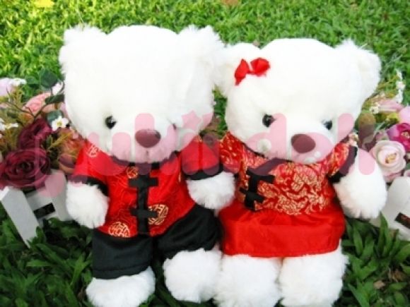 หมีคู่แต่งงานชุดจีน