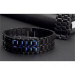 นาฬิกาไร้หน้าปัด สายสีดำ (Black Faceless LED Watch-Blue LED)
