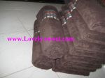 ผ้าขนหนูสีพื้นทอลายคาด สีน้ำตาลโอวัลตีน ขนาด 27x54 และ 30x60 ด้ายคู่ หนานุ่มเกรด A