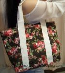กระเป๋าผ้าลายดอก (สีน้ำตาล)