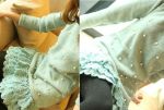 เสื้อไหมพรมตัวยาว ปลายเสื้อแต่งระบาย 3 ชิ้น แต่งไข่มุกด้านหน้า สีชมพู ,