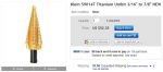 ดอกเจาะStep Drill ยี่ห้อ UNIBIT #4T รุ่น TITANIUM (MADE IN USA by IRWIN) เจาะได้12ขนาด ตั้งแต่3/16นิ