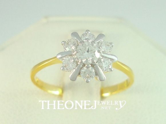 แหวนเพชรเบลเยี่ยมคัท ดีไซน์ดอกไม้ น้ำหนักเพชรรวม 0.36 กะรัต Color 97 แหวนเพชรเบลเยี่ยมคัท ดีไซน์ดอกไม้ น้ำหนักเพชรรวม 0.36 กะรัต Color 97