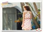 (ส่งฟรี)ชุดเดรสแฟชั่นนำเข้า เกาหลี  สีขาวมุก ลายดอกชมพู เหมือนแบบ สายสามารถปรับได้  ผ้าซีฟองเกาหลี เ