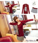 (Set  3 ชิ้น   เสื้อ +กระโปรง + ผ้าพันคอ แยก ) ชุดแฟชั่นนำเข้า เกาหลี  สีเลือดหมู-เทา-ขาว   ผ้าคุณภา