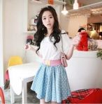 (ส่งฟรี) Set 3 ชิ้น ชุดเดรสแฟชั่นนำเข้า สไตล์เกาหลี  เสื้อ-กระโปรง-เข็มขัด  สีและสินค้าเหมือนแบบค่ะ