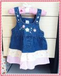 เดรสยีนส์ 9-12M ยี่ห้อ Carter's + เสื้อตัวในสกรีนลายดอกไม้ ยี่ห้อ Place สภาพใหม่