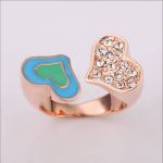 แหวนทองคำสีชมพู 18K GP ดีไซน์สุดเก๋รูปหัวใจประดับคริสตัลและเคลือบ enamel สีหวาน ไม่ซ้ำใครค่ะ (8US)