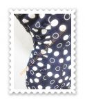 เดรสวินเทจ(Vintage dress) polkadot สีน้ำเงินจุดขาว แต่งซิบหน้า จับสม๊อคย่นข้าวตัวช่วงเอว เก๋ เปรี้ยว