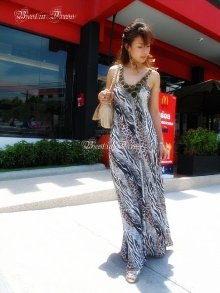 ชุดเดรสยาว, Maxi dress, ชุดแฟชั่น, เสื้อผ้าผู้หญิง, ใส่ไปทะเล, ราคาถูก, ขายส่ง, 
