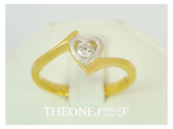 แหวนเพชรเบลเยี่ยมคัท ดีไซน์หัวใจ น้ำหนักเพชร 0.08 กะรัต Color 97