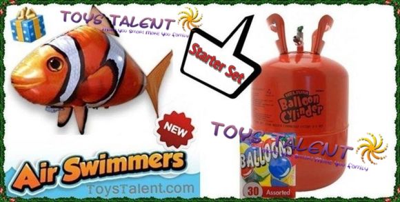 ชุด Starter Set ของเล่นบอลลูนบังคับ Air Swimmers 1 กล่อง พร้อมถังบรรจุก๊าซขนาด 0 ชุด Starter Set ของเล่นบอลลูนบังคับ Air Swimmers 1 กล่อง พร้อมถังบรรจุก๊าซขนาด 0