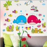 wall-sticker ปลาวาฬคู่ 33*68 cm.
