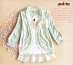 พร้อมส่ง  Knit & Co. เสื้อคลุมประดับดอกไม้  สีครีม