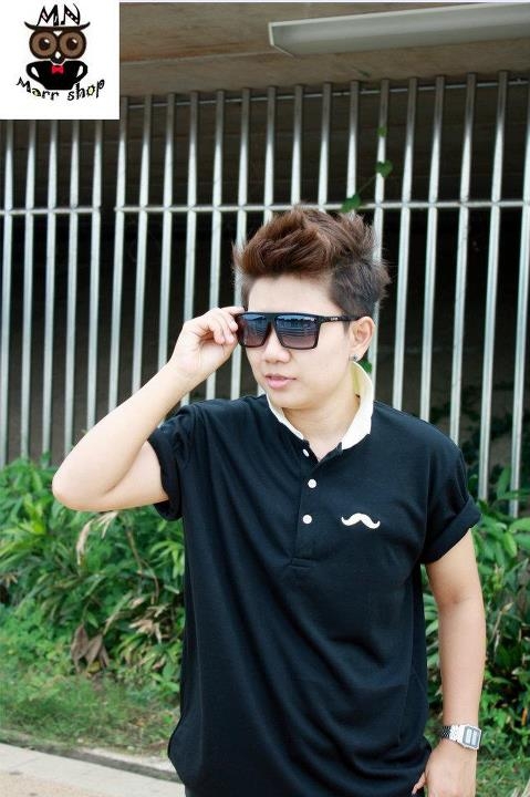 เสื้อโปโล สีดำ ปักลายหนวด เสื้อโปโล สีดำ ปักลายหนวด