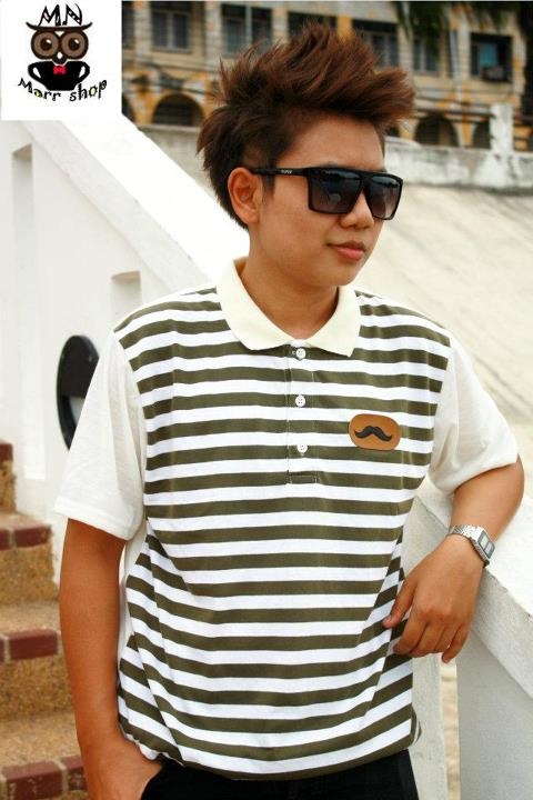 เสื้อโปโลริ้วลาย สีเขียวขี้ม้า เสื้อโปโลริ้วลาย สีเขียวขี้ม้า