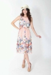 Maxi Dress ลายดอก พื้นสีชมพู