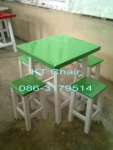 โต๊ะไม้ 70x70x75 พร้อมเก้าอี้ไม้โล้น 4 ตัว ไม้จามจุรี