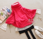 พร้อมส่ง  - Knit & co เสื้อกันหนาวคอเต่า แขนค้างคาว สีชมพู