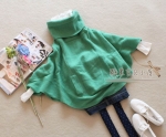 พร้อมส่ง  - Knit & co เสื้อกันหนาวคอเต่า แขนค้างคาว สีชมพู