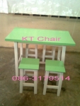 ชุดโต๊ะไม้ 60x100x75 กับ เก้าอี้ไม้เหลี่ยม 4 ตัว