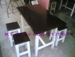 โต๊ะไม้ 70x100x75 พร้อมเก้าอี้ไม้เหลี่ยม 4 ตัว ไม้จามจุรี
