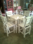 ชุดโต๊ะไม้ 70x70x75 + เก้าอี้ไม้พนักพิงเอน 4 ตัว ไม้จามจุรี