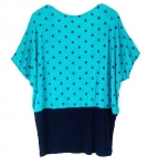 เสื้อผ้าแฟชั่น ผ้านุ่ม ตัวใหญ่ ผ้าลายจุดสีฟ้าน่ารัก สกรีนแบบสวยเก๋