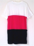 เสื้อผ้าแฟชั่นตัวยาว ผ้ายืด ลายสามสี ขาว ชมพูดำ