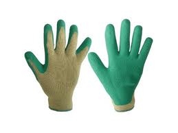 ถุงมือผ้าเคลือบยางสีเขียว