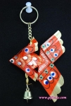 ปลาตะเพียนพวงกุญแจ 3"x3.5" กระดิ่ง 1 (หางหยัก) แบบ 1_Key Ring Fish 3"x3.5" 1 Bel
