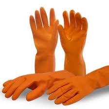 ถุงมือยางสีส้ม
