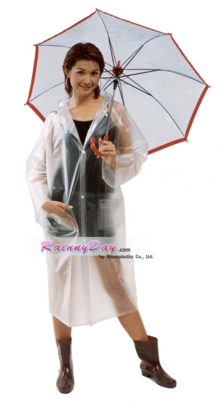 เสื้อกันฝนผู้ใหญ่ ใสมัว แบบผ่าหน้า เสื้อกันฝนผู้ใหญ่ ใสมัว แบบผ่าหน้า