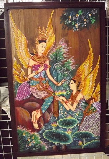 กรอบกระจกรูปกินรี ขนาด 36x60 cm.